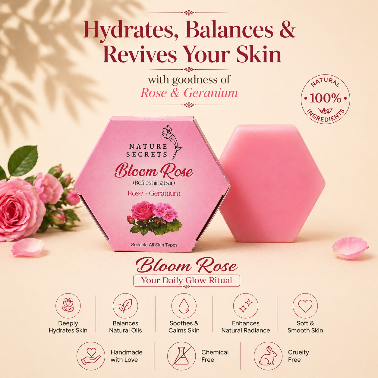 Bloom Rose (Refreshing Bar) (115 gm)