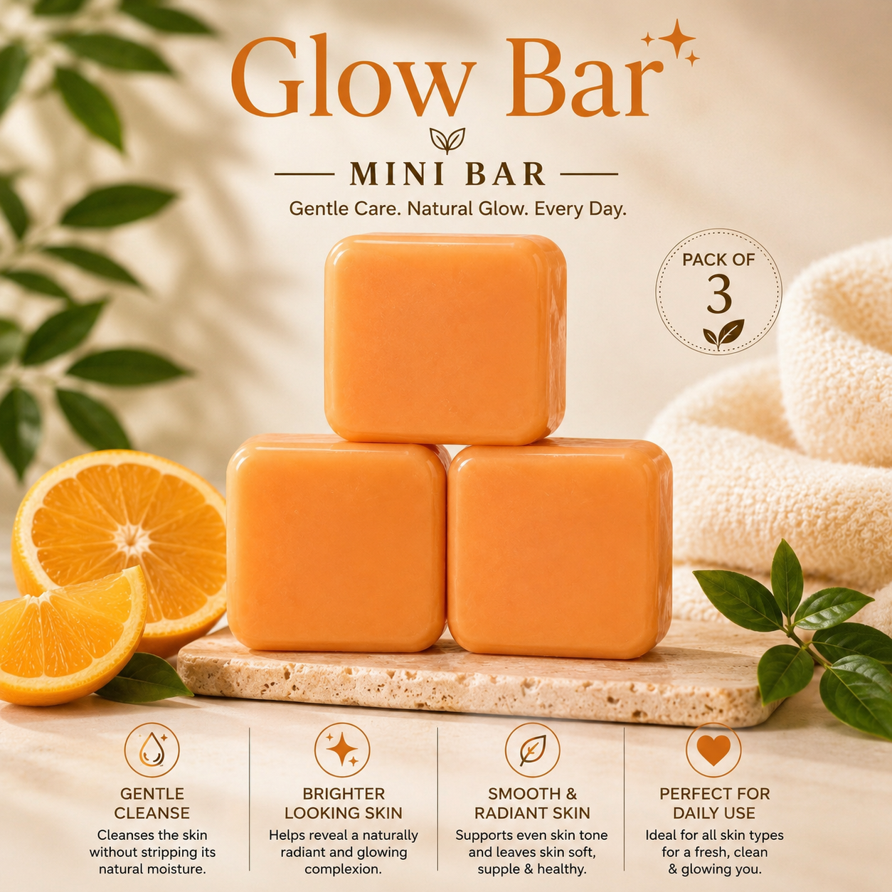 Orange Papaya Handmade Soap (GLOW BAR MINI BAR) (70 gm)